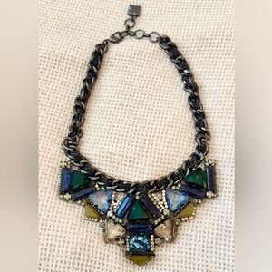 BCBGMaxAzria Blue and Green Art Deco Statement Necklace